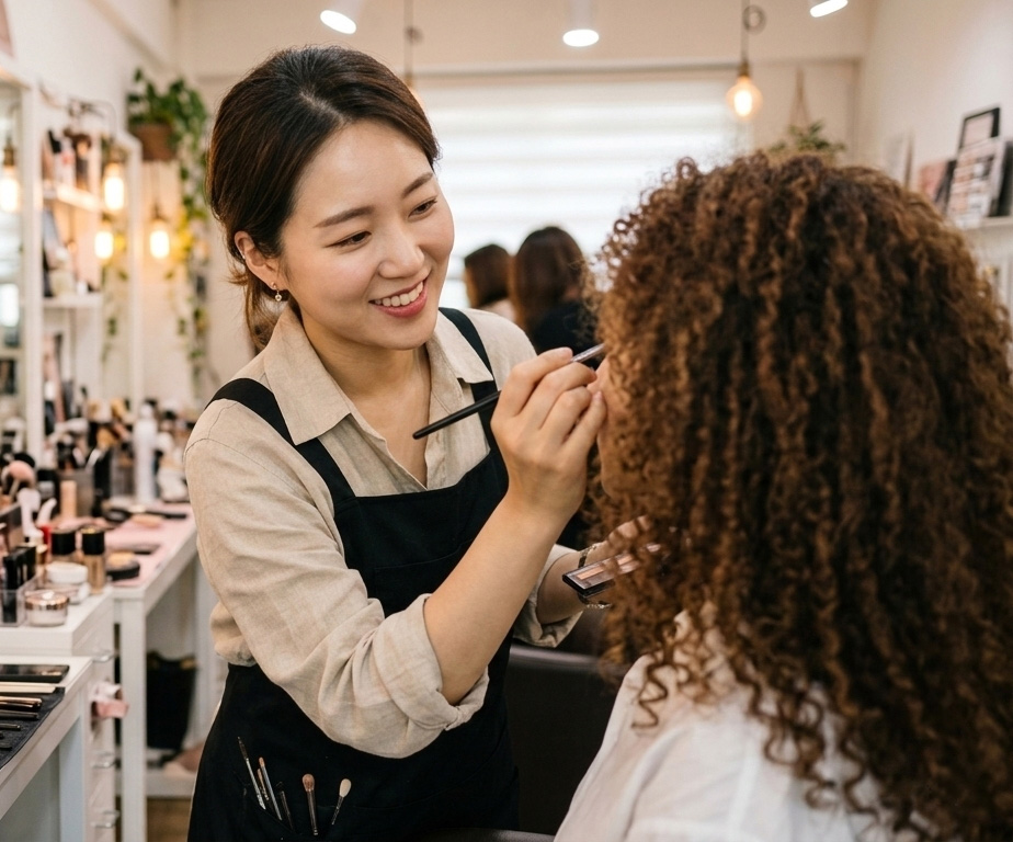 Binh maquille une cliente